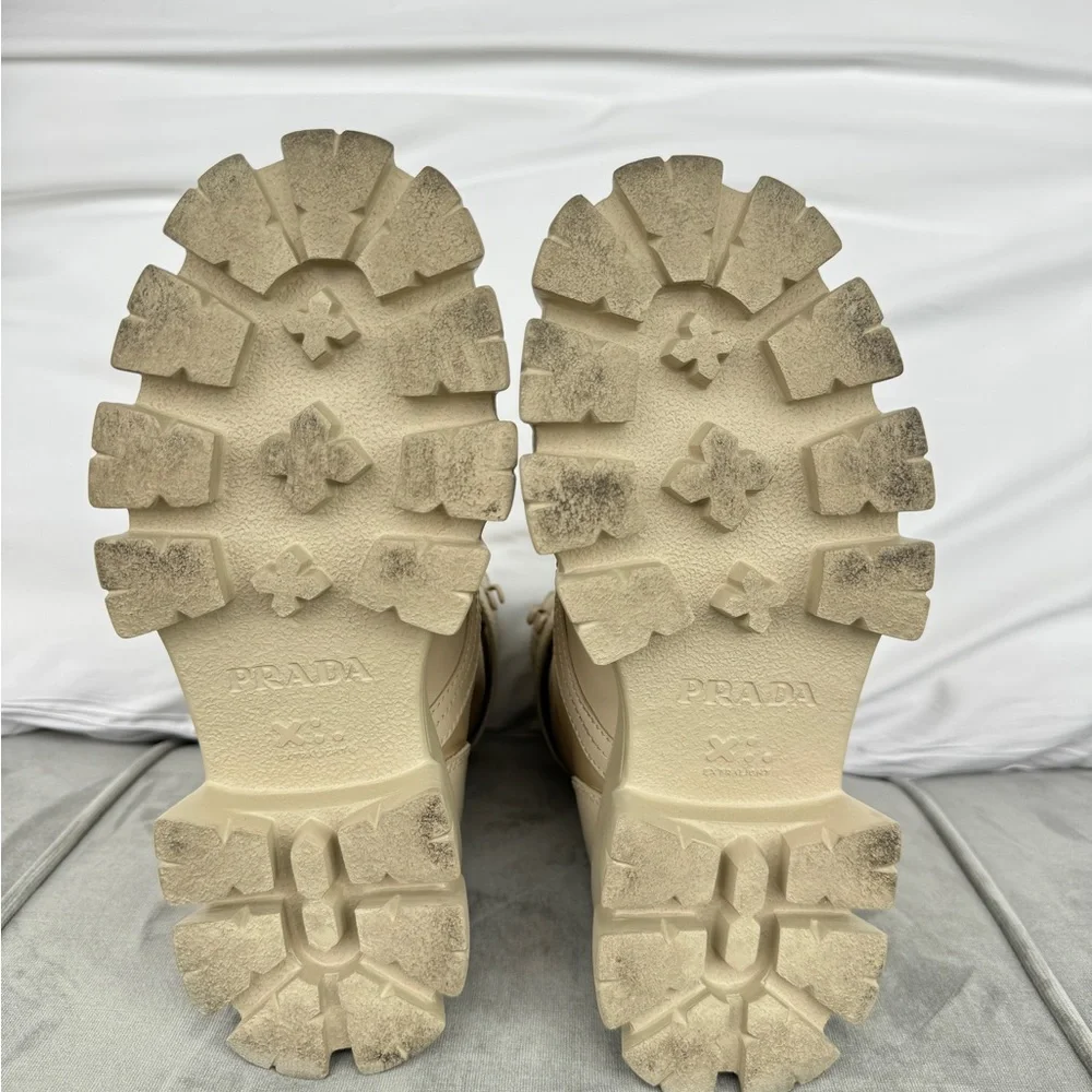 Prada Beige Monolith Combat Boots Leather & Re-Nylon With Pouch | Size 36 - Picture 7 of 10